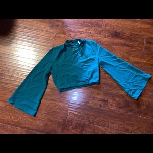 Zara emerald green cropped long sleeve